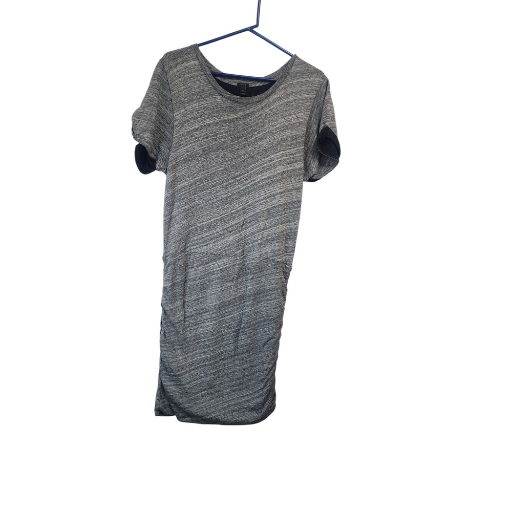 J.Crew Women's Medium Gray Cotton Blend Ruched Short Sleeve T Shirt Dress